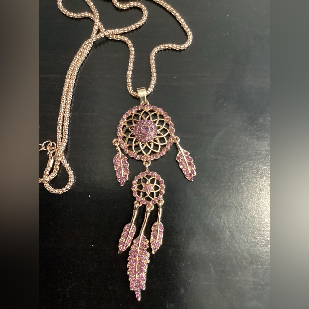 Crystal dream catcher necklace